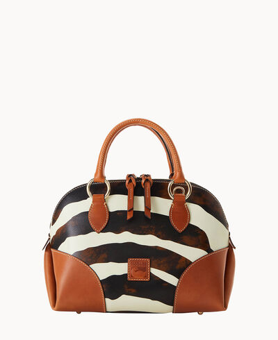 Zebra Leather Domed Satchel