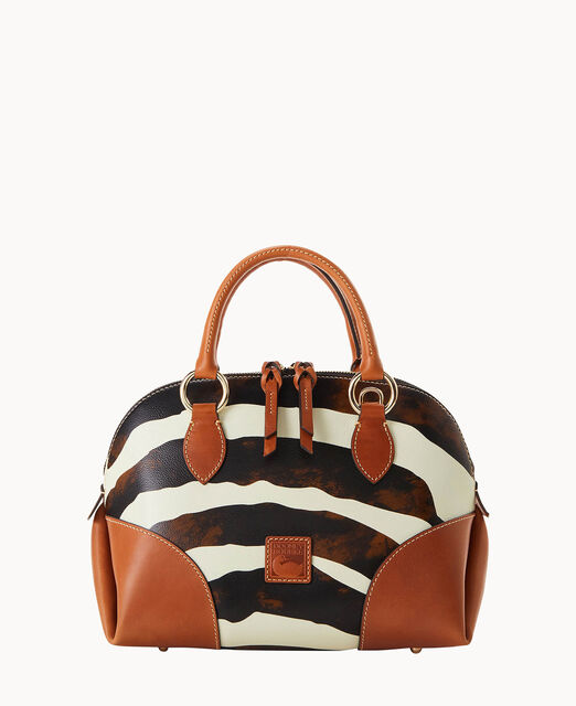 Zebra Leather Domed Satchel