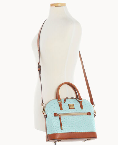 Ostrich Domed Zip Satchel
