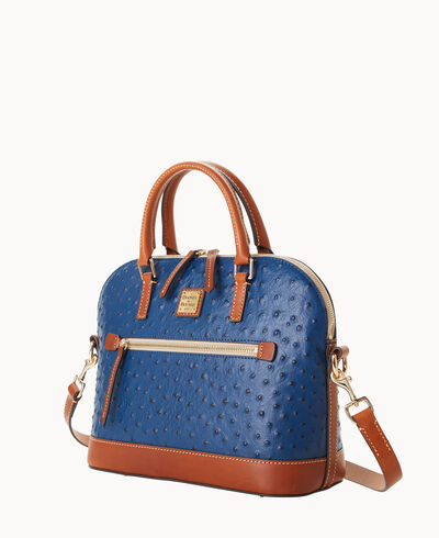 Ostrich Domed Zip Satchel