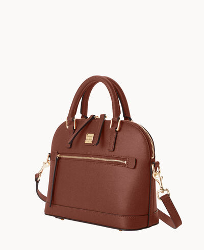 Saffiano Small Domed Zip Satchel