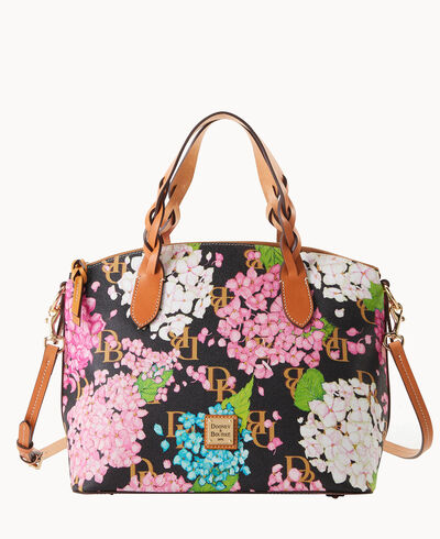 Hydrangea Monogram Celeste Satchel