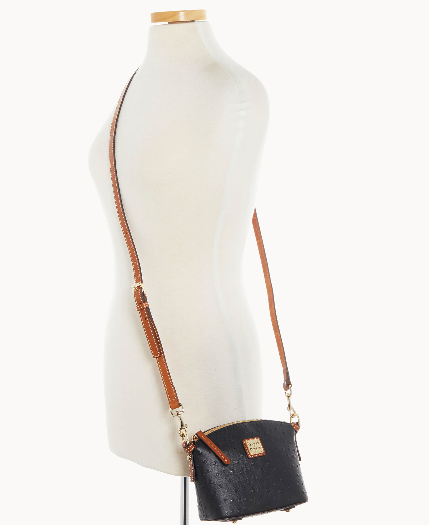 Ostrich Mini Domed Crossbody