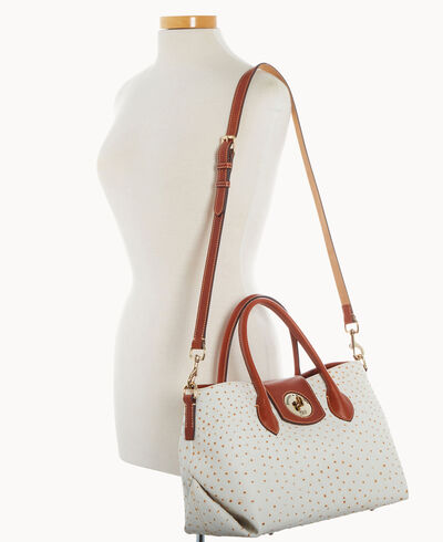 Ostrich Turnlock Handle Tote 30