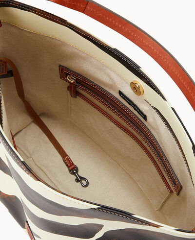 Zebra Leather Medium Sac With Twisted Strap