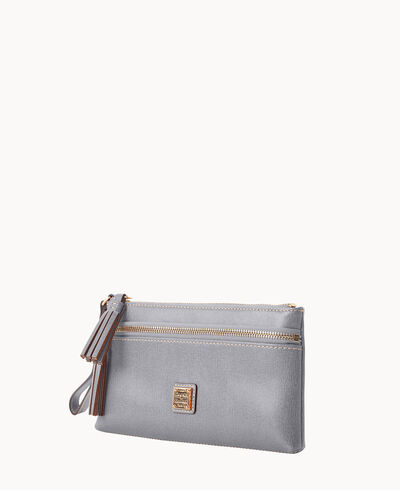 Saffiano Double Zip Wristlet