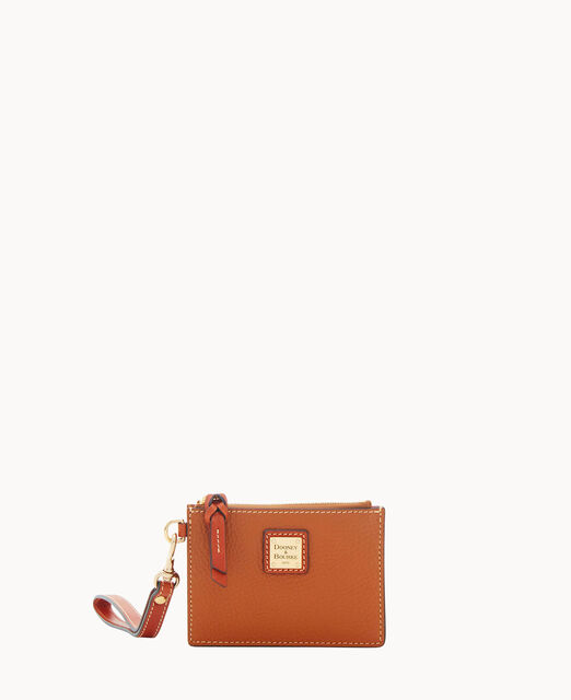 Pebble Grain Top Zip Card Case Wristlet