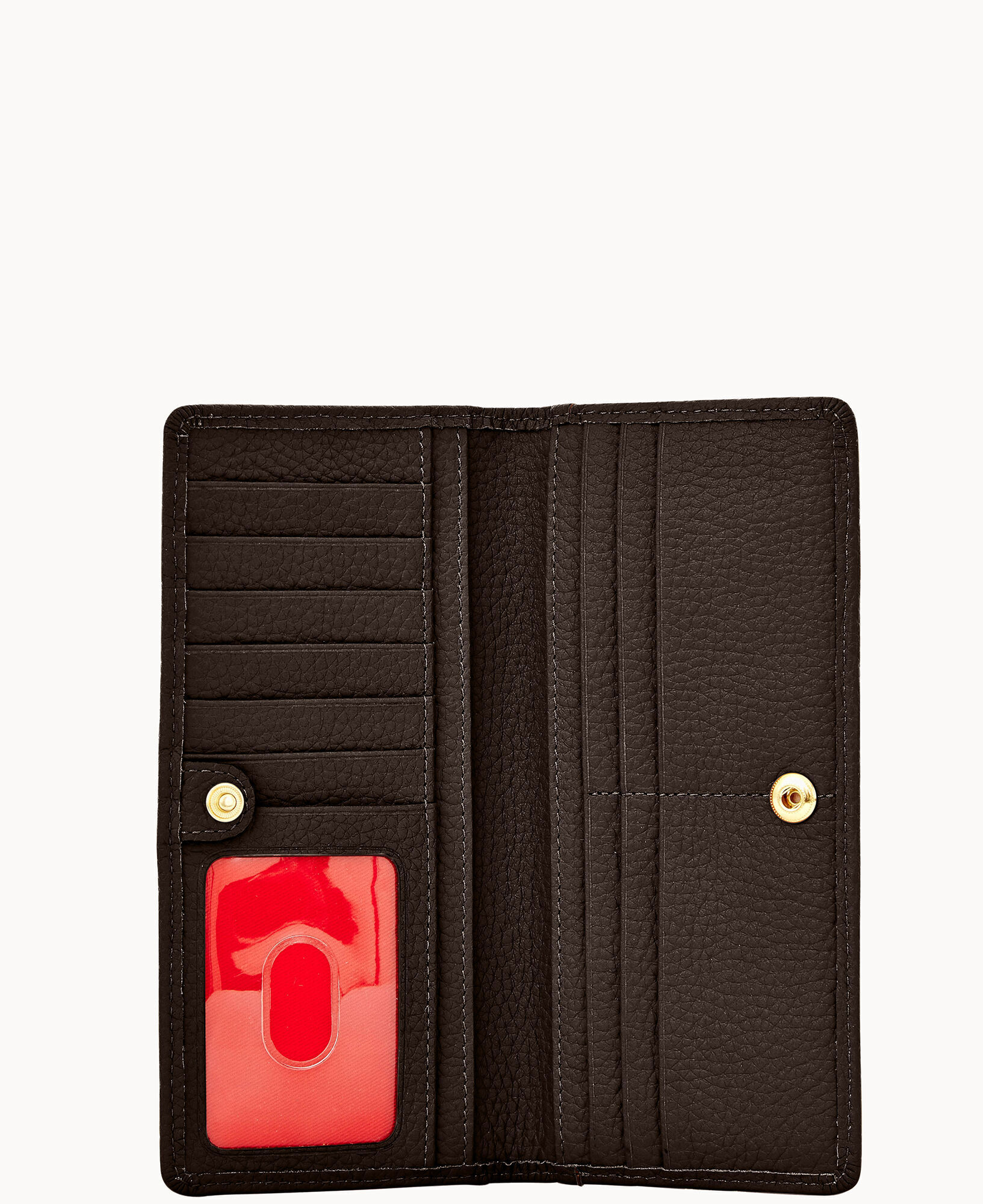 Dooney & Bourke Pebble Leather Slim Wallet - Black/Gold