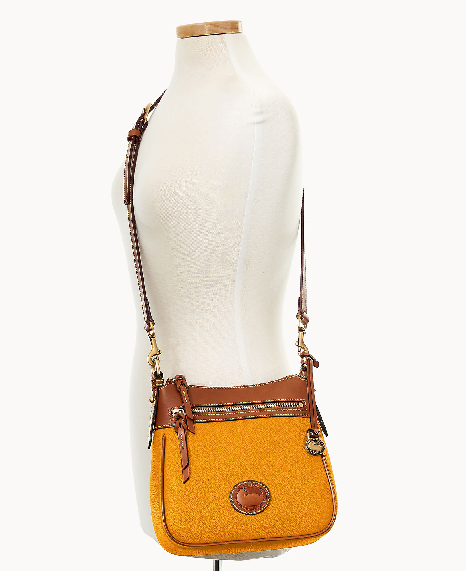 Pebbled leather top zip crossbody bag 2025