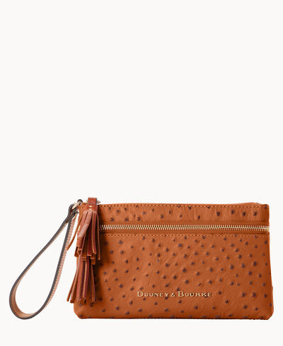 Ostrich Double Zip Wristlet