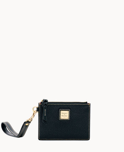 Pebble Grain Zip Top Card Case Wristlet
