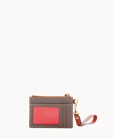 Pebble Grain Top Zip Card Case Wristlet