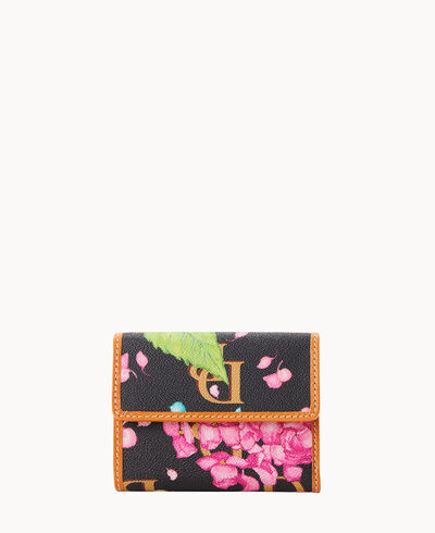 Hydrangea Monogram Small Flap Wallet