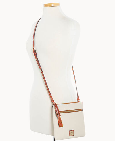 Pebble Grain Double Zip Tassel Crossbody