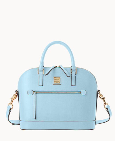 Saffiano Domed Zip Satchel