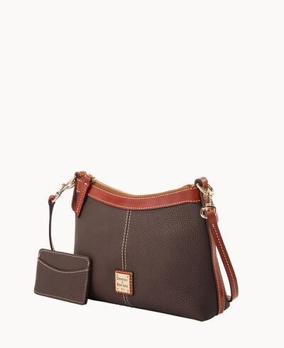 Pebble Grain Crossbody Pouch With Business Card Case