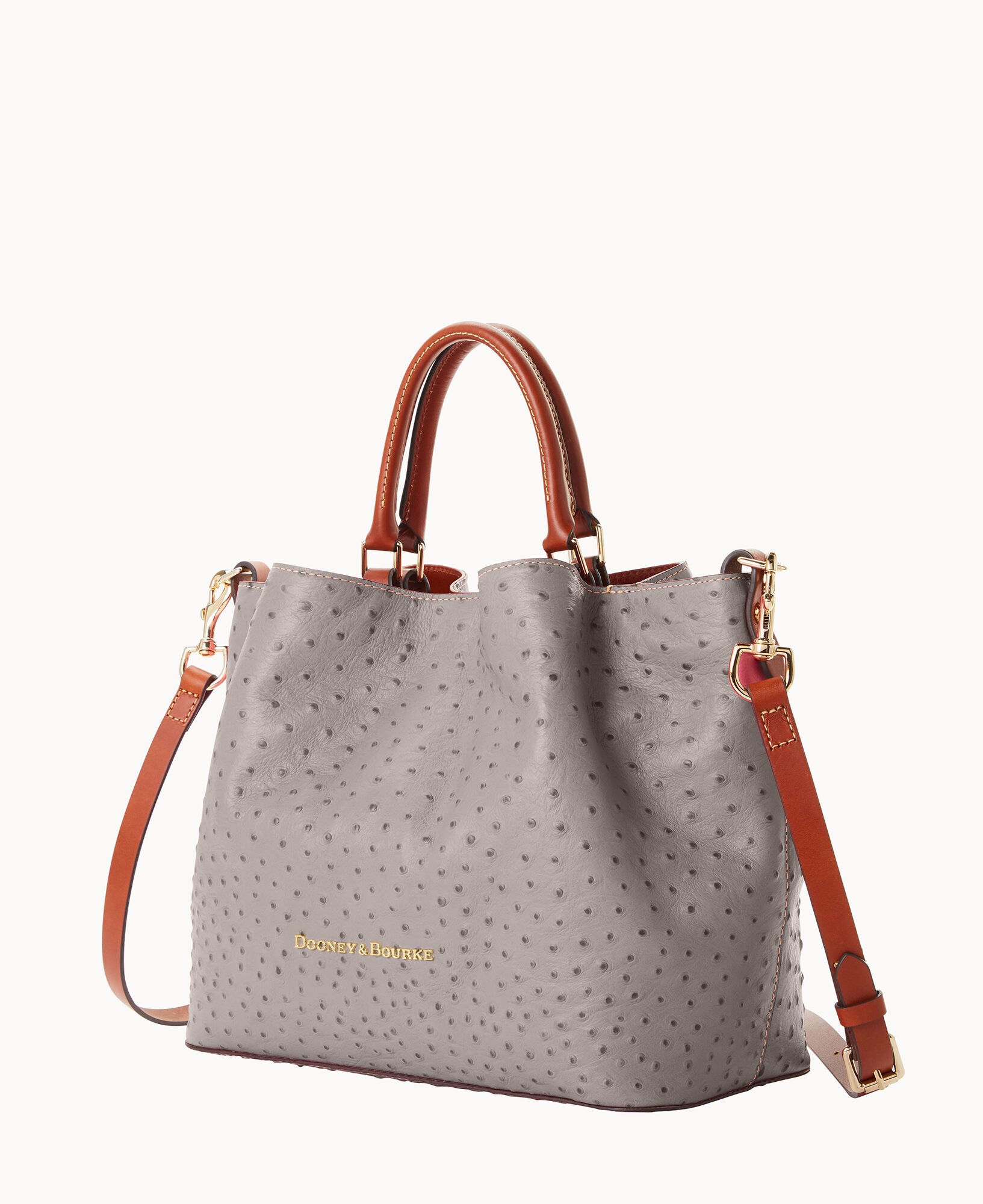 Dooney Bourke Women s Ostrich Large Leather Barlow Bag in Grey