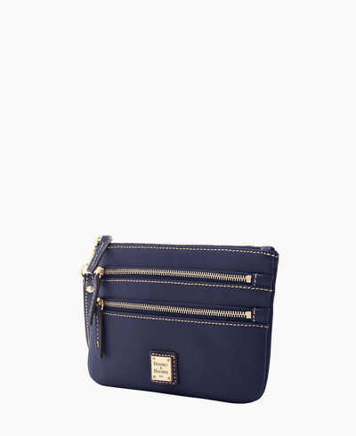 Saffiano Triple Zip Wristlet