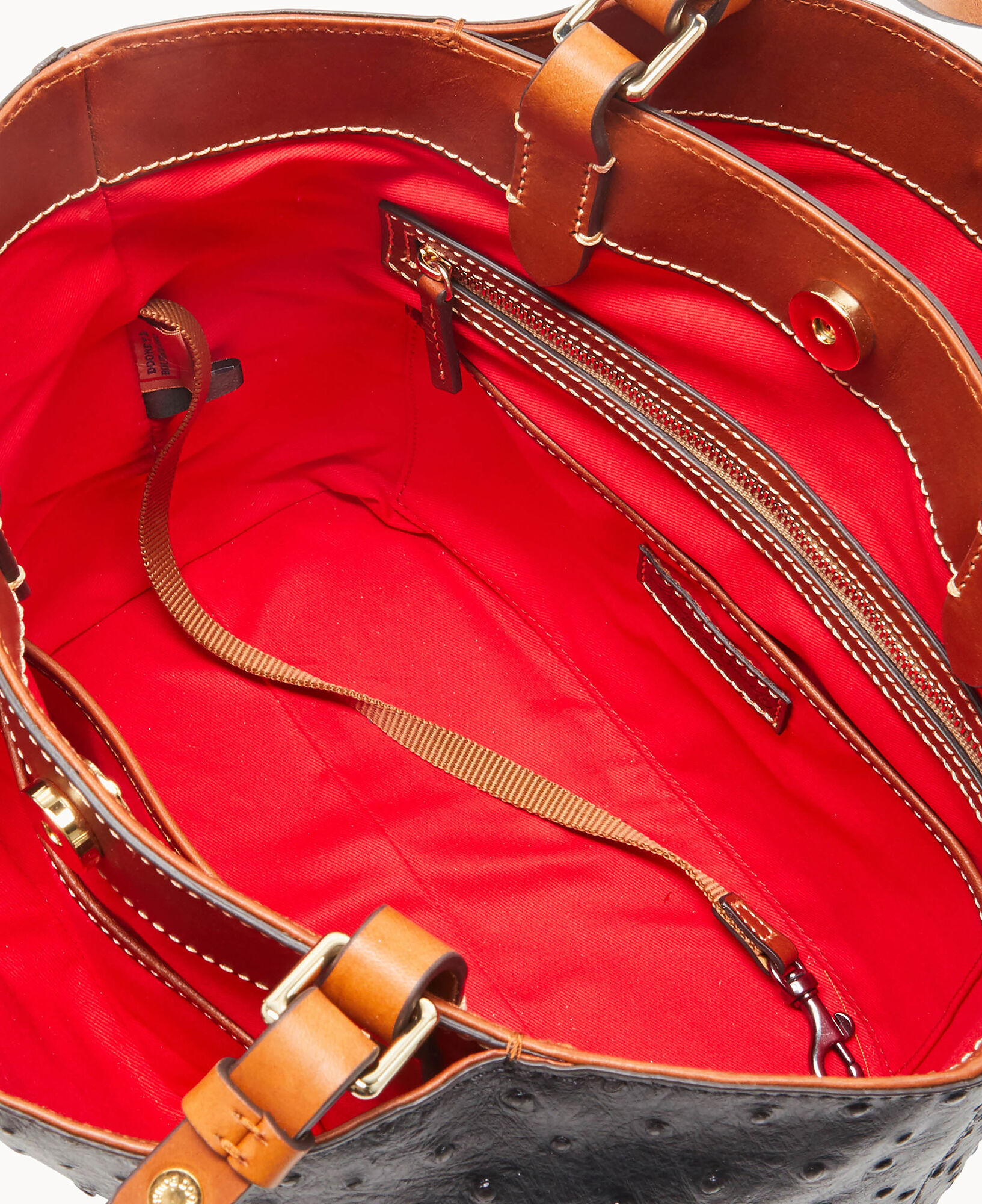 DOONEY & BOURKE PINK Ostrich Leather Pocket Zip Top Satchel Shoulder Bag  RARE!