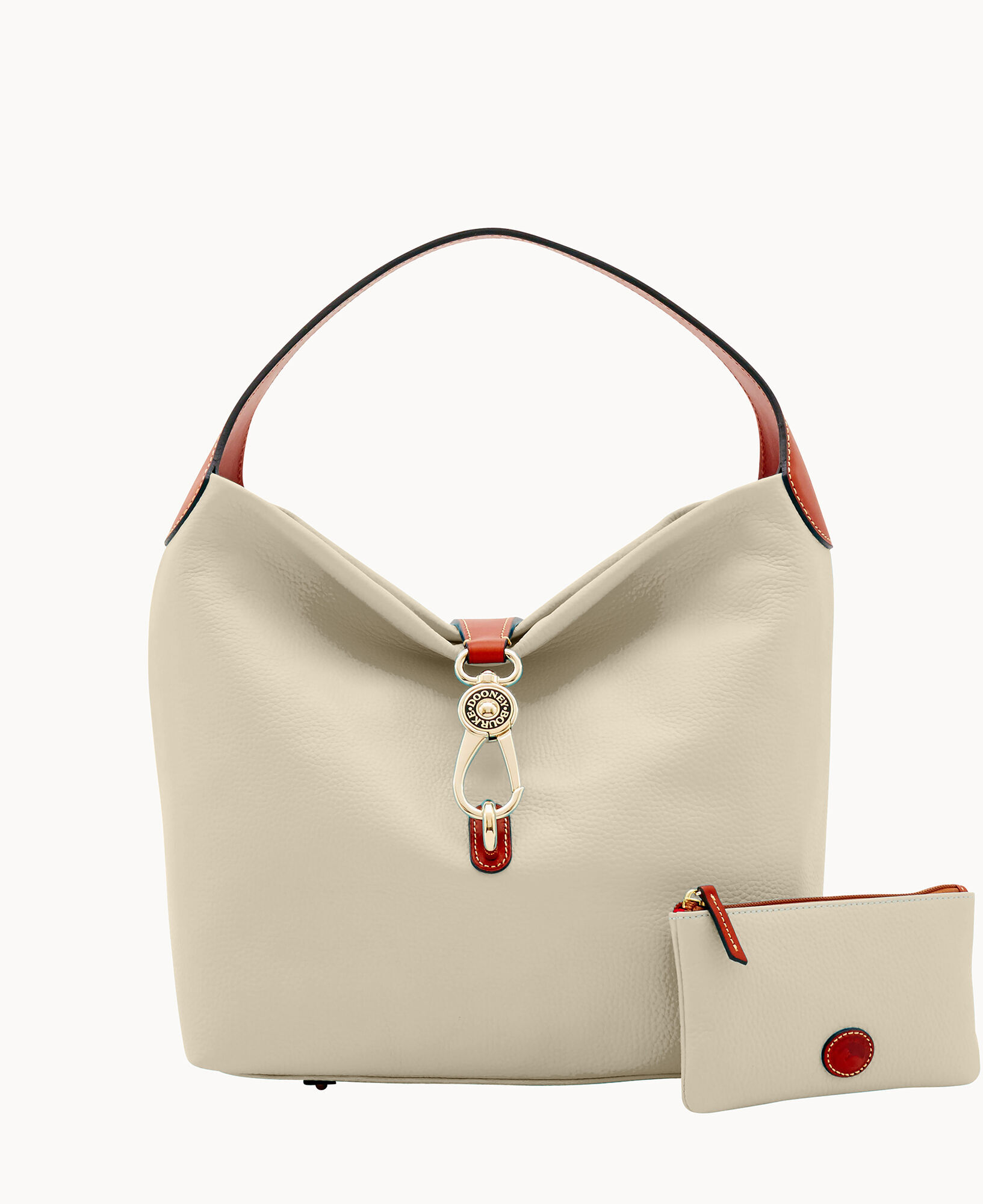 Dooney Bourke Pebble Grain Logo Lock Shoulder Bag with Pouch