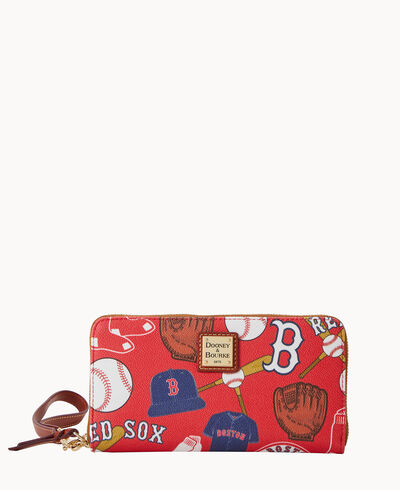 MLB Red Sox Large Zip Around Wristlet