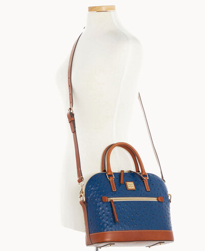 Ostrich Domed Zip Satchel
