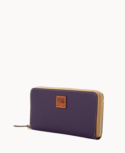 Pebble Grain Large Zip Around Wristlet