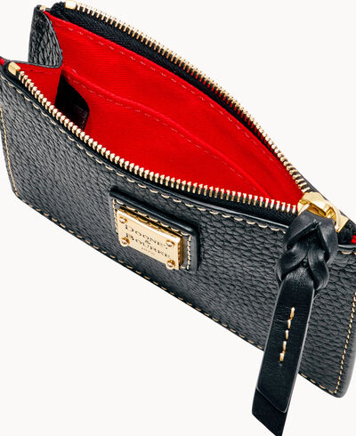 Pebble Grain Zip Top Card Case Wristlet