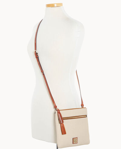 Pebble Grain Double Zip Tassel Crossbody