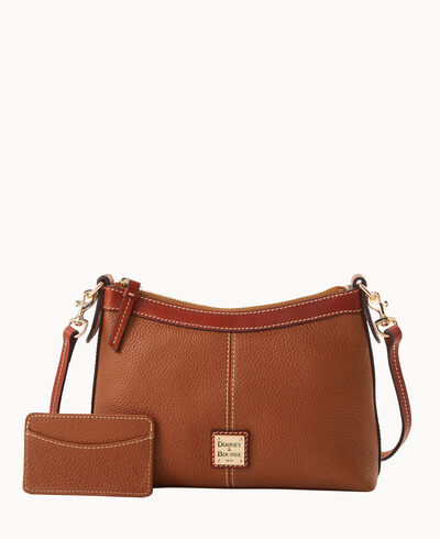 Pebble Grain Crossbody Pouch With Business Card Case
