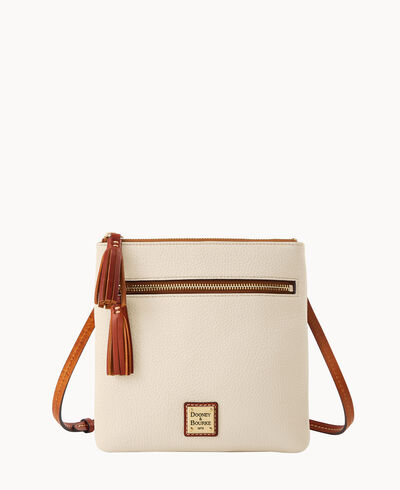 Pebble Grain Double Zip Tassel Crossbody