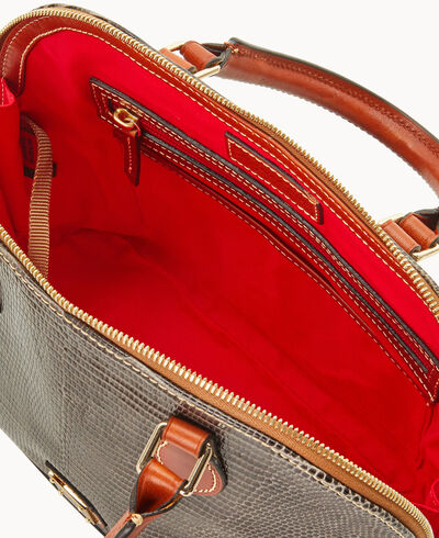 Embossed Lizard Zip Zip Satchel