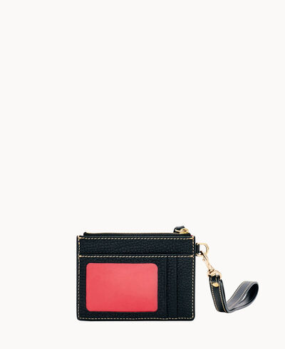 Pebble Grain Zip Top Card Case Wristlet