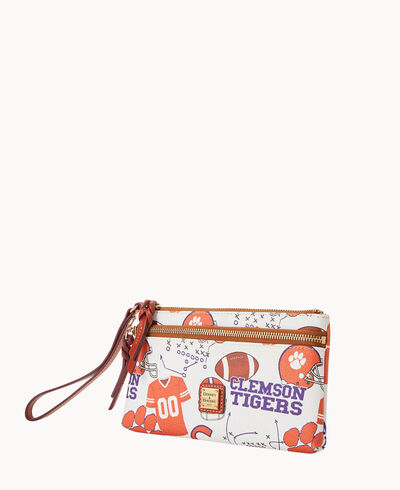 Collegiate Clemson University Double Zip Wristlet