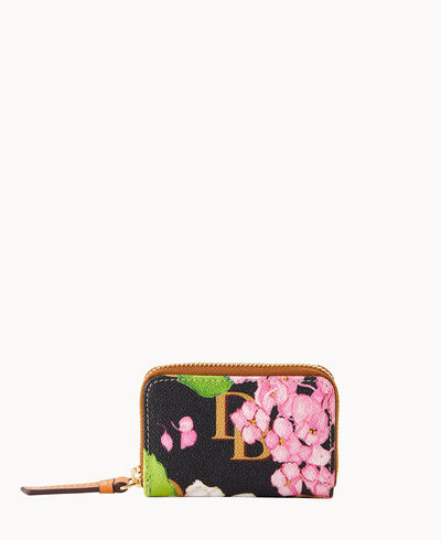 Hydrangea Monogram Zip Around Credit Card Case