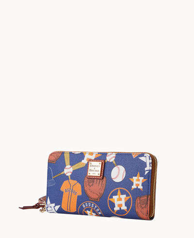 MLB Astros Large Zip Around Wristlet