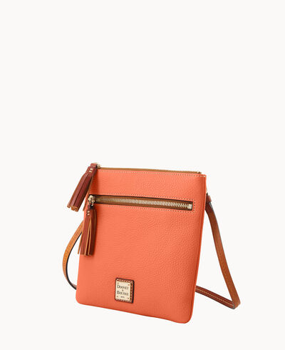 Pebble Grain Double Zip Tassel Crossbody