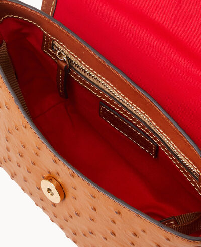 Ostrich Crossbody Saddle Bag
