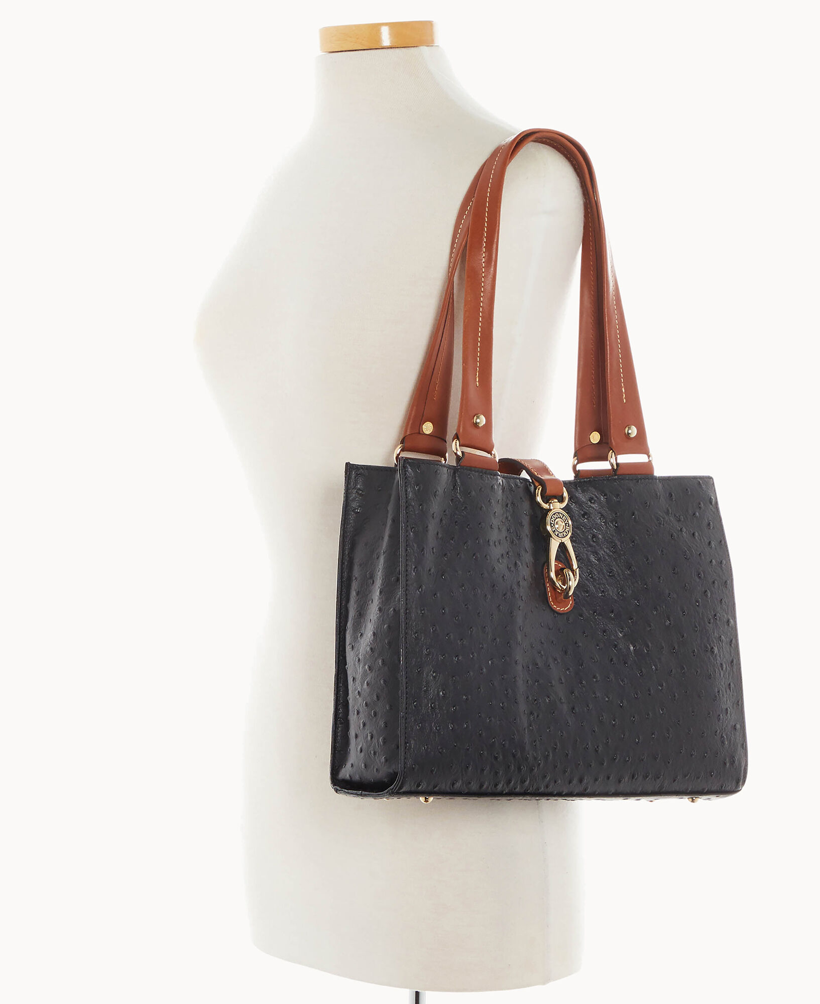 Ostrich Medium Logo Lock Tote