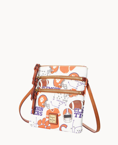 Collegiate Clemson University North South Triple Zip Crossbody