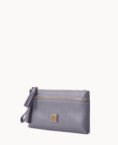 Saffiano Double Zip Wristlet