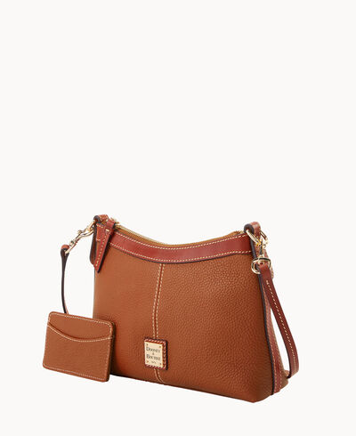 Pebble Grain Crossbody Pouch With Business Card Case