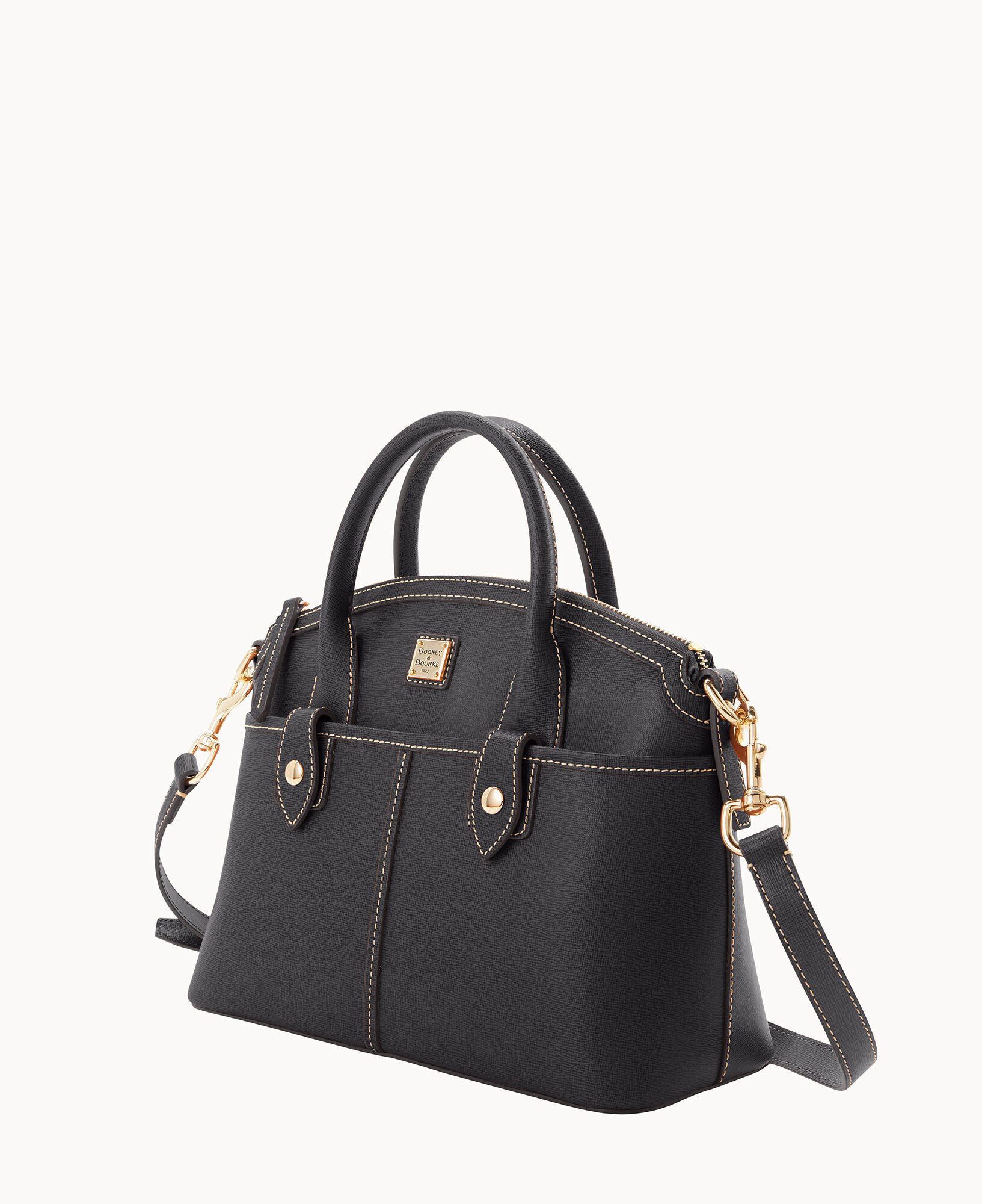 Dooney and bourke domed satchel black on sale