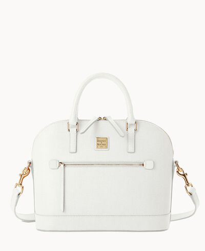 Saffiano Domed Zip Satchel