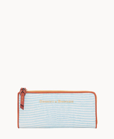 Embossed Lizard Zip Clutch