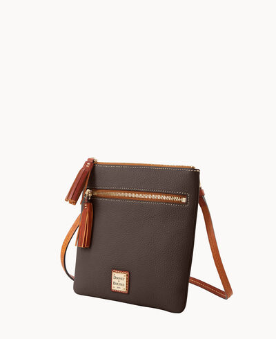 Pebble Grain Double Zip Tassel Crossbody