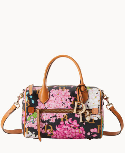Hydrangea Monogram Barrel Satchel