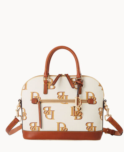 Monogram Domed Zip Satchel