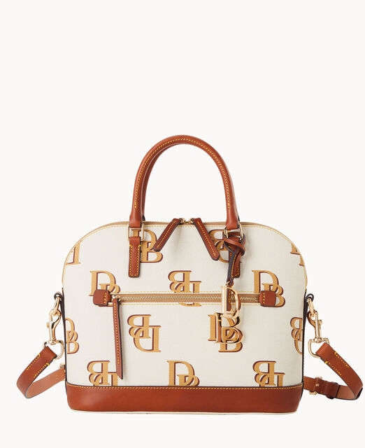 Monogram Domed Zip Satchel