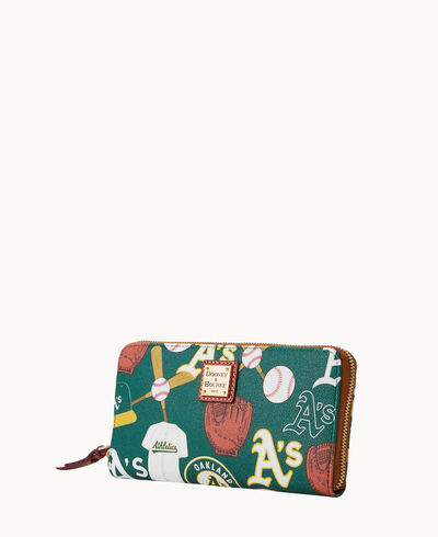 MLB Athletics Large Zip Around Wristlet